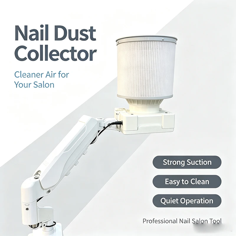 Desktop Nail Dust Collector With Adjustable Arm LED Lighting Nail Art Dust Suction Vacuum For Nail Salon Manicure Grinding