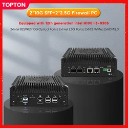 Topton 12. Generation 2x10G SFP+ Intel i3 N305 N100 2x i226-V 2.5G DDR5 NVMe Soft Router Mini PC NAS Firewall Appliance Proxmox Server