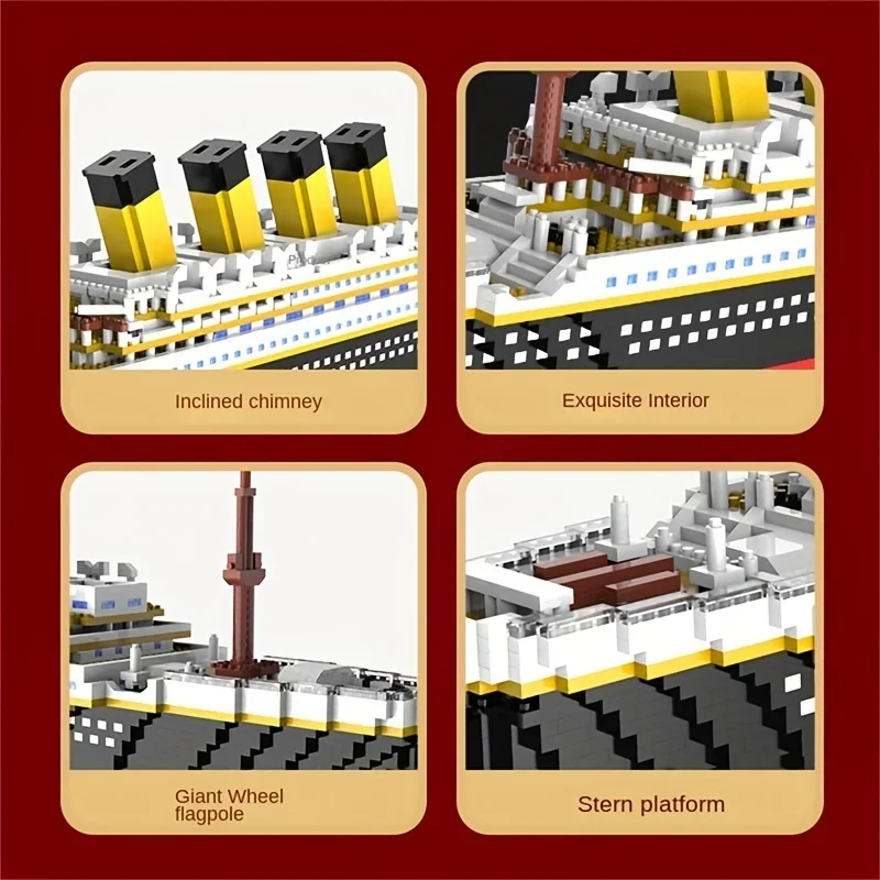 Titanic cruise ship small particle assembly building blocks male and female couples male and female gifts boutique decoration