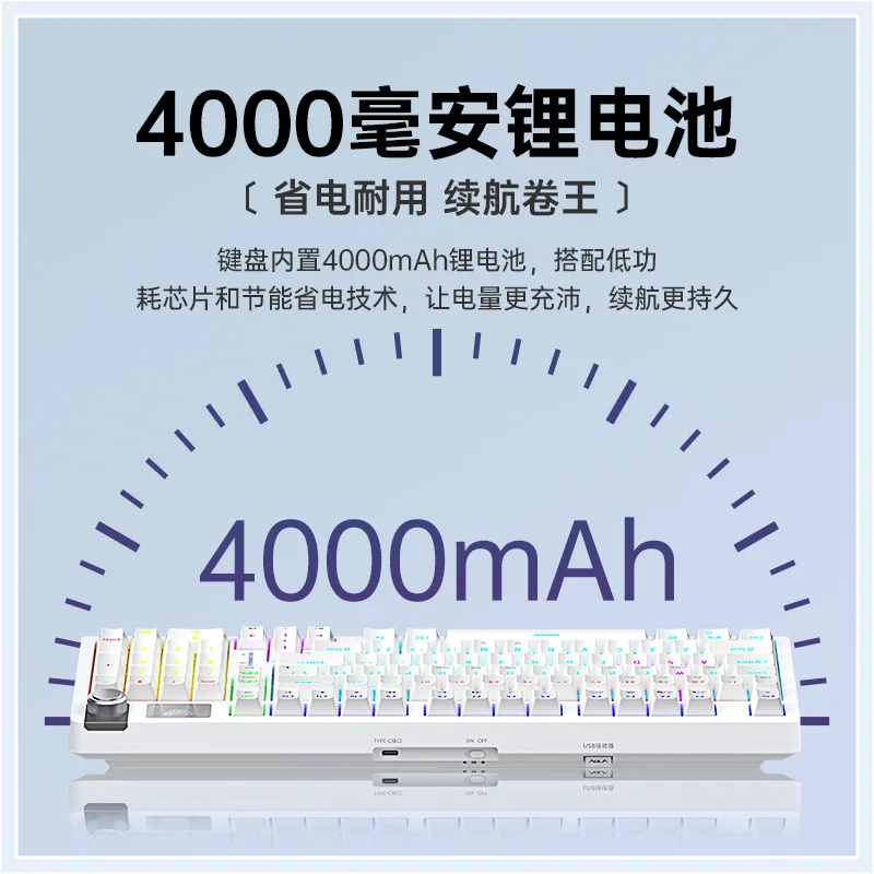 Set keyboard dan mouse mekanis nirkabel Tiga mode nirkabel