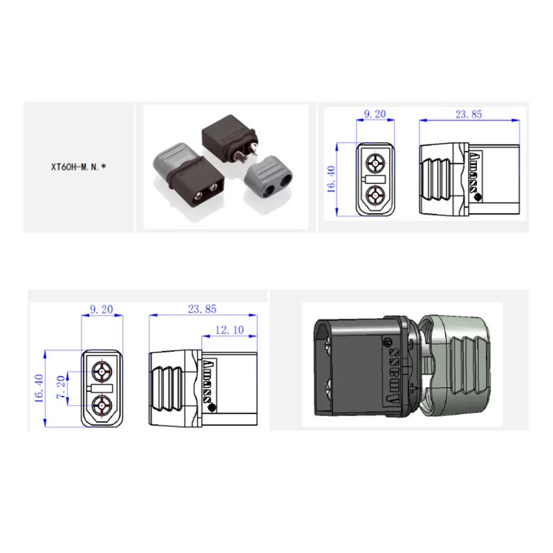 5 /10 / 50 Pair AMASS XT60H (XT60 Upgrade) Male Female Bullet Nickel-plated Connectors Power Plugs with Sheath for RC Parts