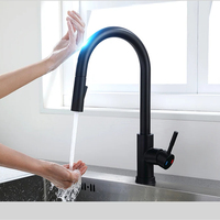 DQOK Kitchen Faucet Pull Out  Brushed Nickle Sensor Stainless Steel Black Smart Induction Mixed Tap Touch Control Sink Tap
