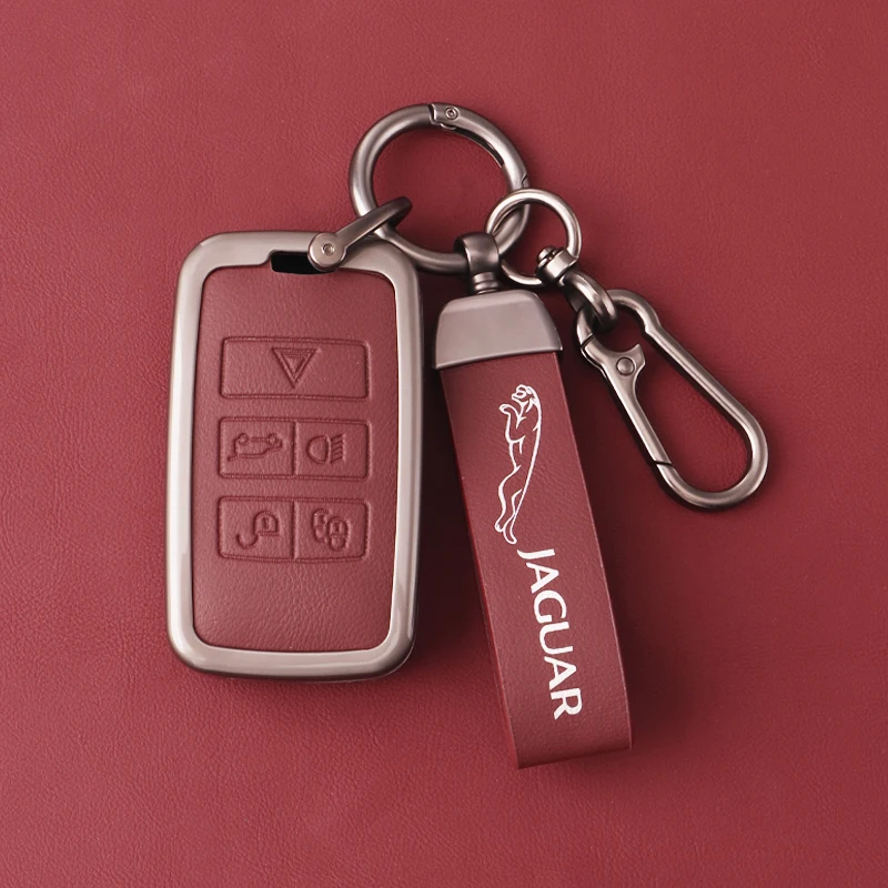 غطاء مفتاح السيارة من الجلد من سبائك الزنك لسيارة جاكوار XF F-pace I-pace XK XE XJ E-pace JS-Racing SV S ملحقات حماية فوب عن بعد #4