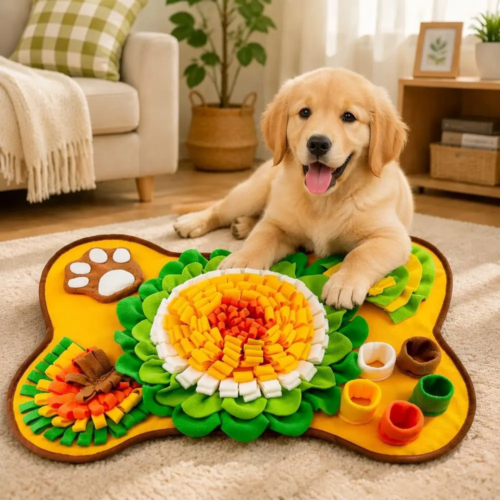 骨の形をした犬用嗅ぎマット。ペット用おもちゃ、知育玩具、トレーニング用ブランケットとして。毎日の活動に最適な、ゆっくりと食べさせるための設計。