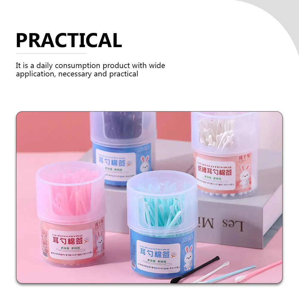 4 صناديق من مسحات القطن برأسين للاستعمال مرة واحدة، أدوات تنظيف الأذن بألوان متنوعة للبالغين، مسحات قطنية