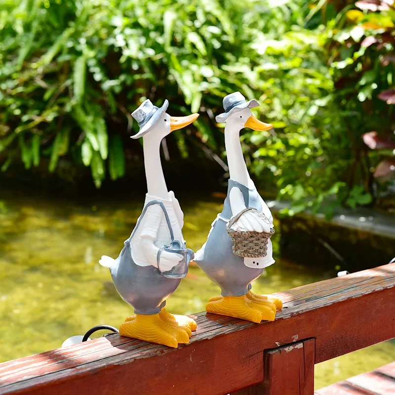 Resin Duck Animals Statues Garden Ornaments for Sculpture Decor Pond Duck Houses Outdoor Garden Courtyard Craft Decorations