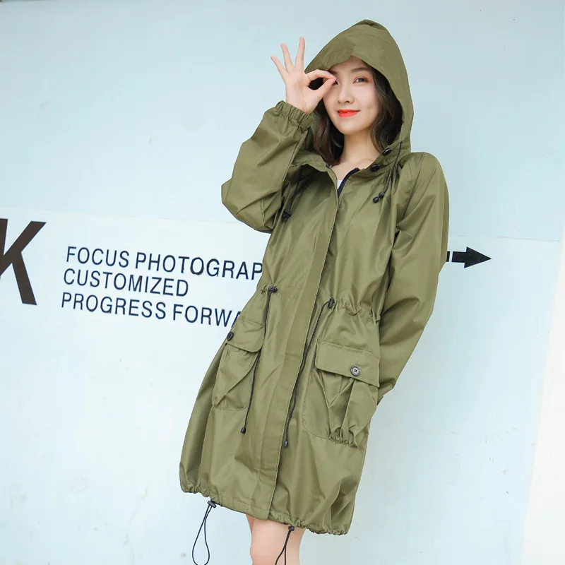 Long Waterproof WPC Poncho, Female Fashion, Foreign Trade, Trench Coat Style Raincoat, Walking, Breathable Version, Lovely