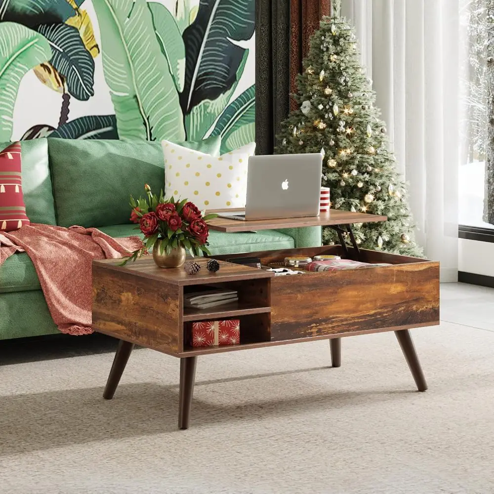 

Wood Lift Top Coffee Table with Hidden Compartment and Adjustable Storage Shelf,Tabletop Dining Table for Home LivingRoom,Office