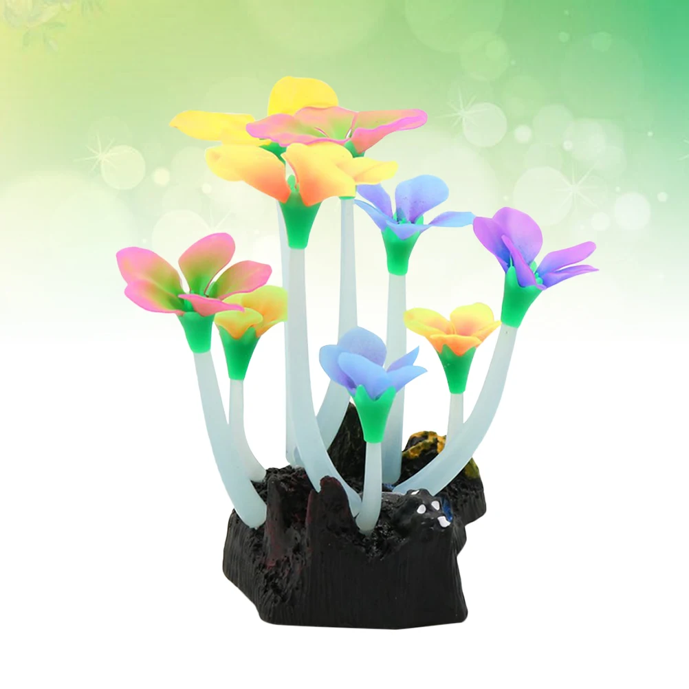 

Artificial Fluorescent Aquarium Water Plant Ornament Fake Coral Decoration Fish Tank Landscape Accessories Steady Base Non Toxic
