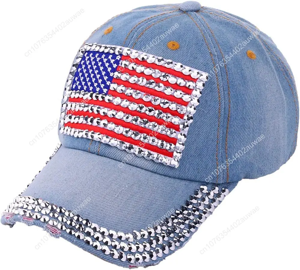 Trump Musk USA Baseball Cap Sparkle American Flag Hat for Men Women Hip Hop Caps