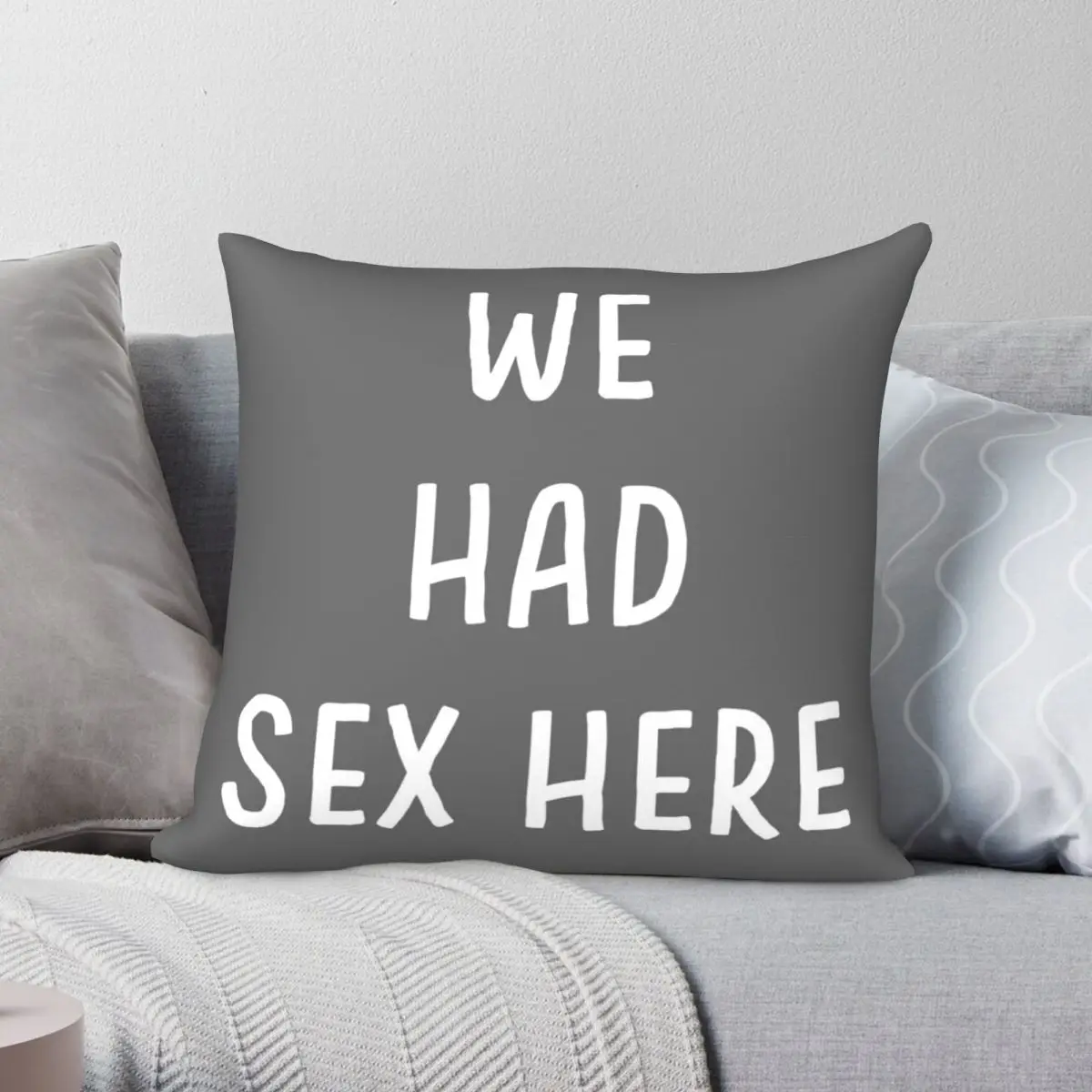 

We Had Sex Here Square Pillowcase Polyester Linen Velvet Pattern Zip Decorative Throw Pillow Case Sofa Cushion Cover 45x45