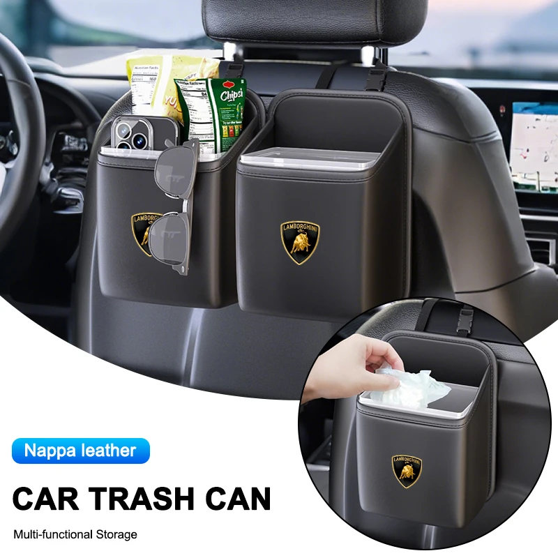 

Car LOGO Sticker Seat Back Storage Case Hanging Bag Trash Can Bin For New Bentley Flying Spur Continental GT Bentayga Mulsanne