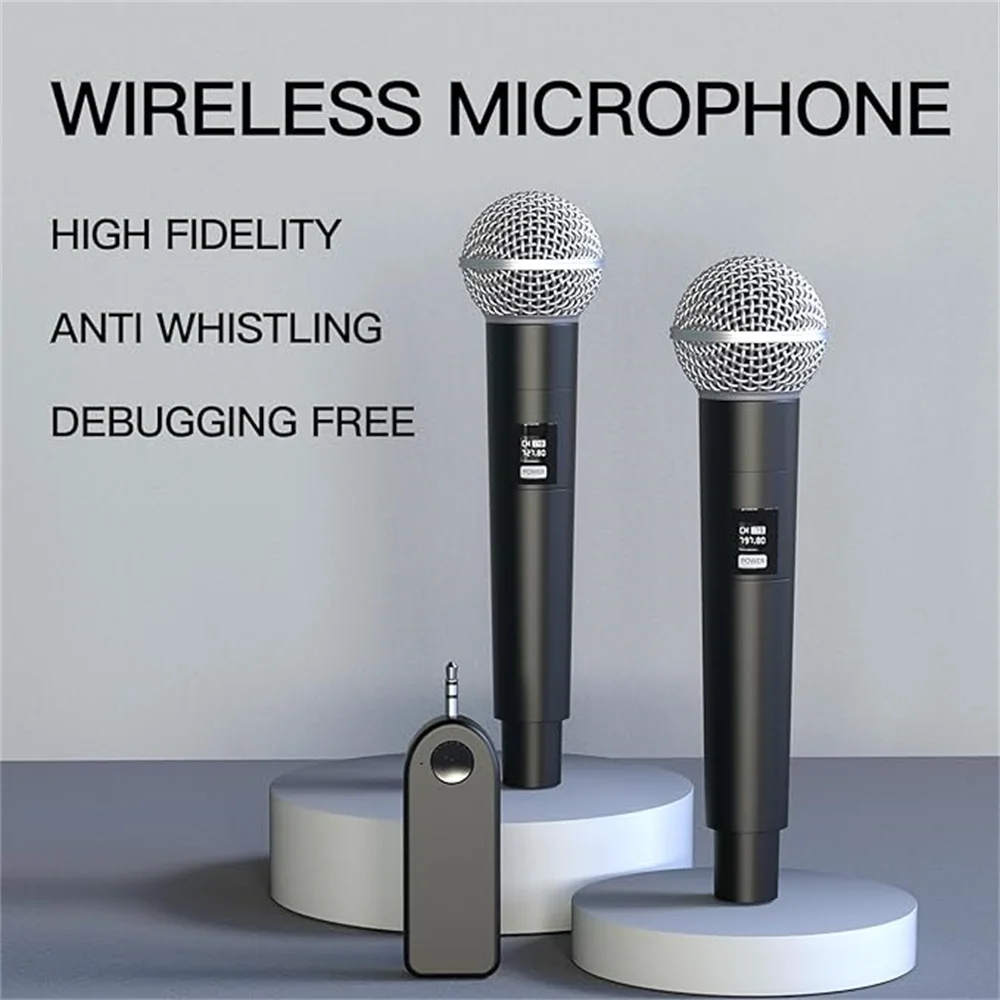 XIAOKOA Rechargeable Wireless Microphone for Singing,Karaoke,Dual Cordless Handheld Dynamic Wireless