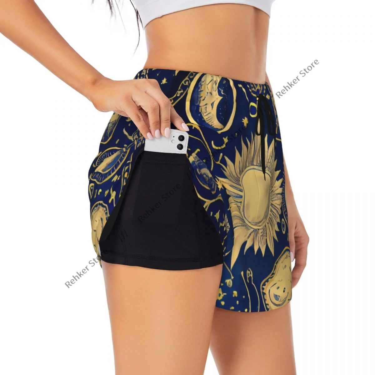 女性用 アスレチック ショーツ ヴィンテージ 天文学 天体 ランニング ヨガ フィットネス 速乾性 バドミントン トレーニング ポケット付き