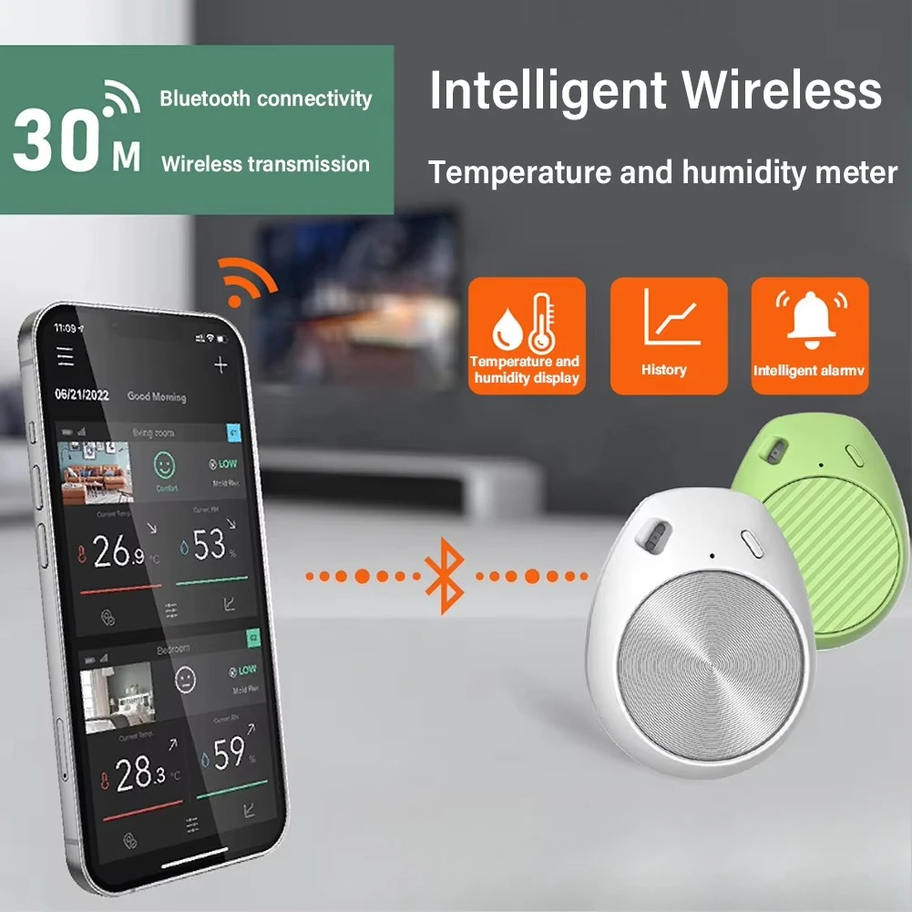 Smart Bluetooth Mini Thermometer Application Remote Control Wireless Thermometer Hygrometer, Suitable for Indoor and Outdoor