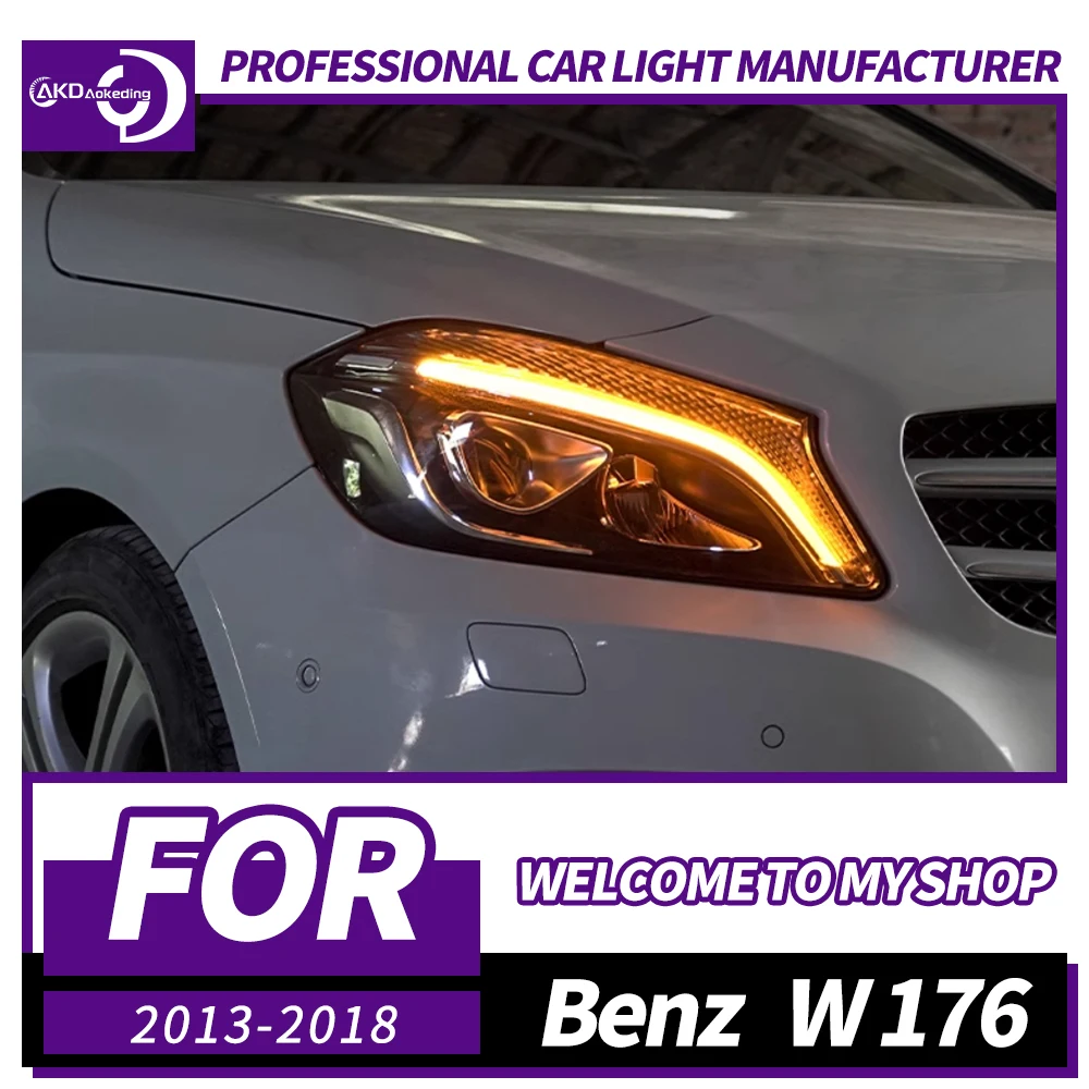 

AKD Head Lamp for Benz W176 LED Headlight 2013-2018 Headlights A45 A180 A200 DRL Turn Signal High Beam Angel Eye Projector Lens