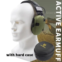 Professional Electronic Shooting Ear Protection EarMuffs Hunting Ear Defender with Removable Flag Patches with ARM NEXT Case