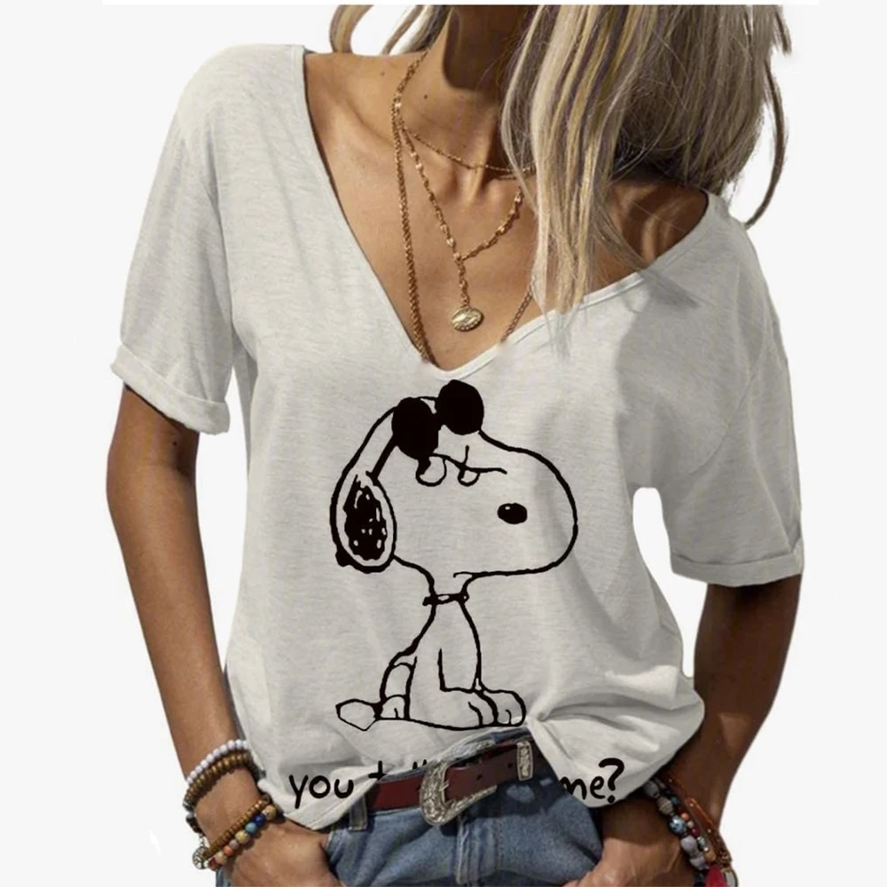 2025 mode femmes Blouse T-Shirts Snoopy imprimer décontracté hauts dames décontracté femmes T-Shirts Harajuku filles à manches courtes vêtements