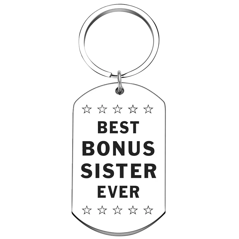 Bonus Sister Gifts Stepsister Keychain Pendant Best Step Sister Birthday Present Key Chain Unbiological Sister Birthday Gift