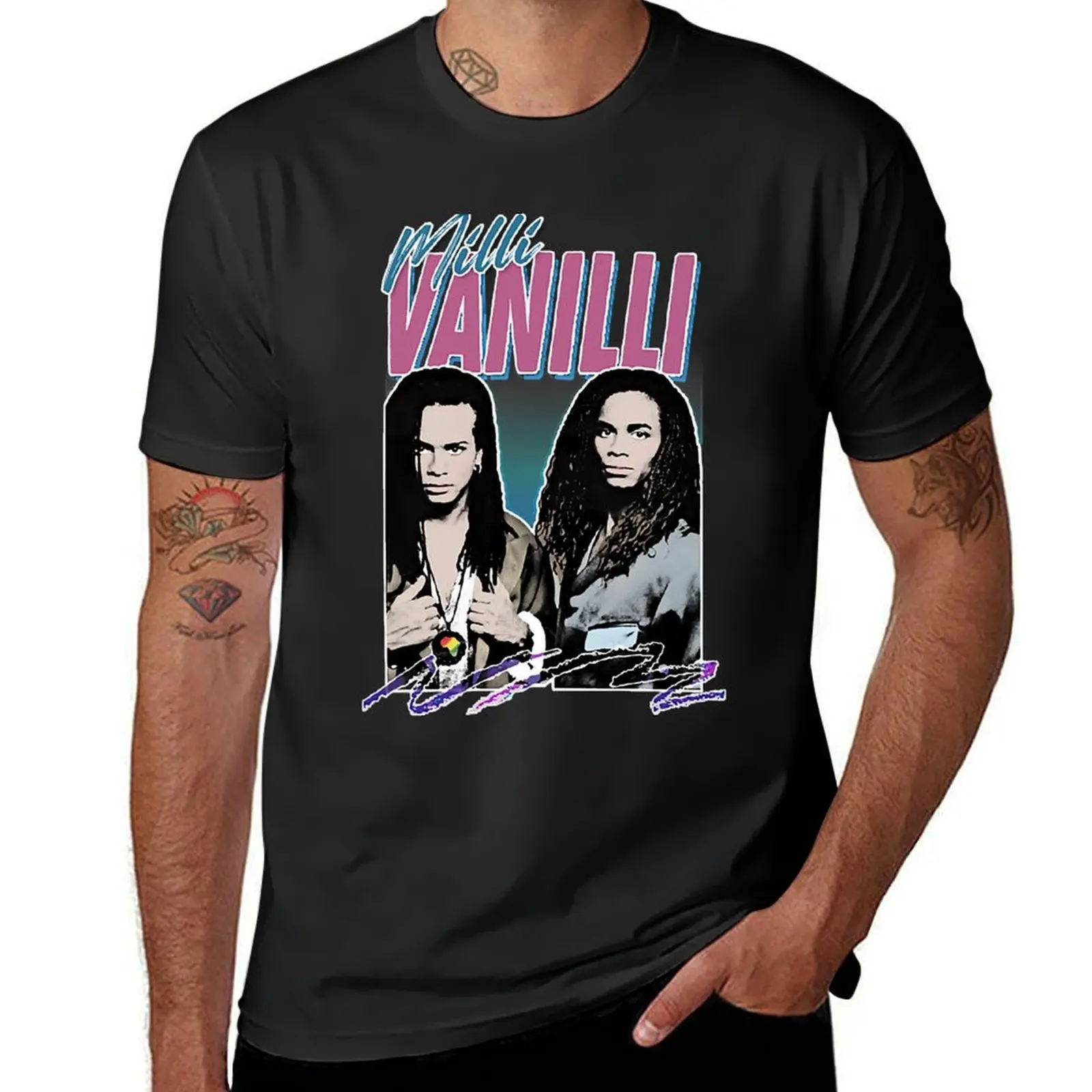 Milli Vanilli T-ShirtMilli Vanilli - 80's Fanart Aesthetic Design Tribute T-shirt Anime Mens Clothes