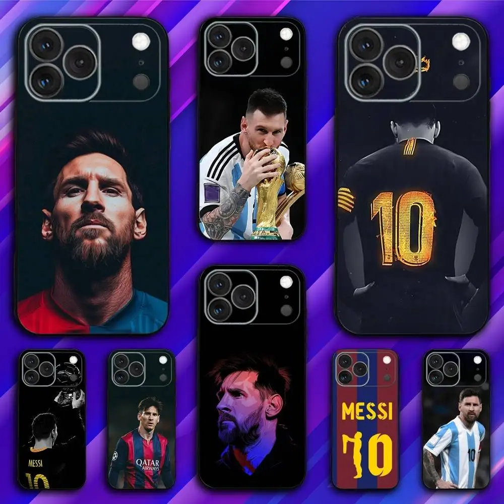 لا. حافظة هاتف M-Messi لكرة القدم لهاتف iPhone 17,16,15,14,13,12,11,Pro,Max,Plus,X,XS,SE4,E,Mini,Soft Black Case #1
