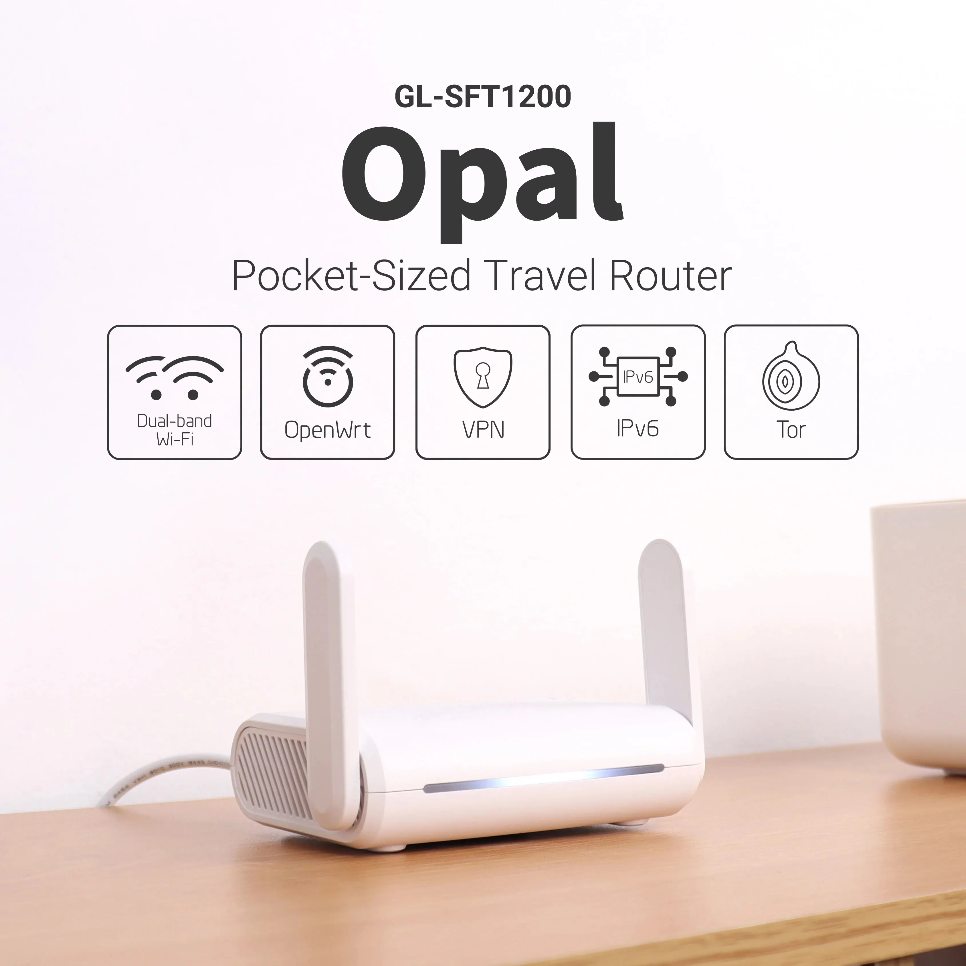 GL.iNet GL-SFT1200 (Opal) Secure Travel WiFi-dwuzakresowy bezprzewodowy router internetowy Gigabit Ethernet AC1200