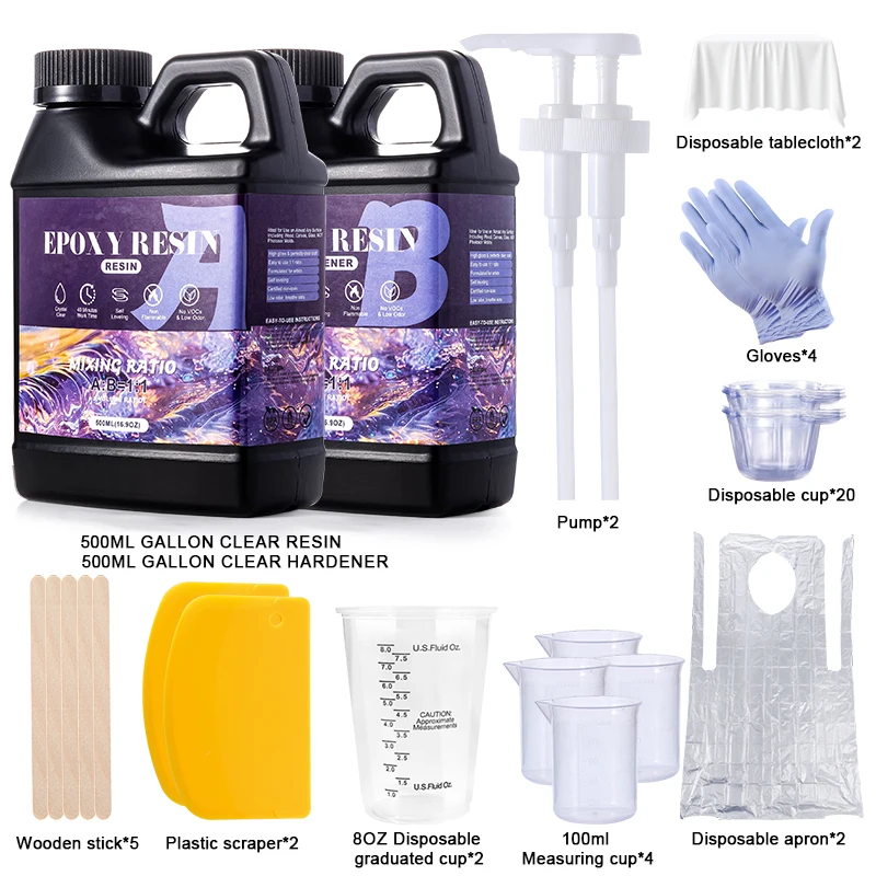 Epoxy Resin Kit, 1:1 Ratio, Anti-Yellowing