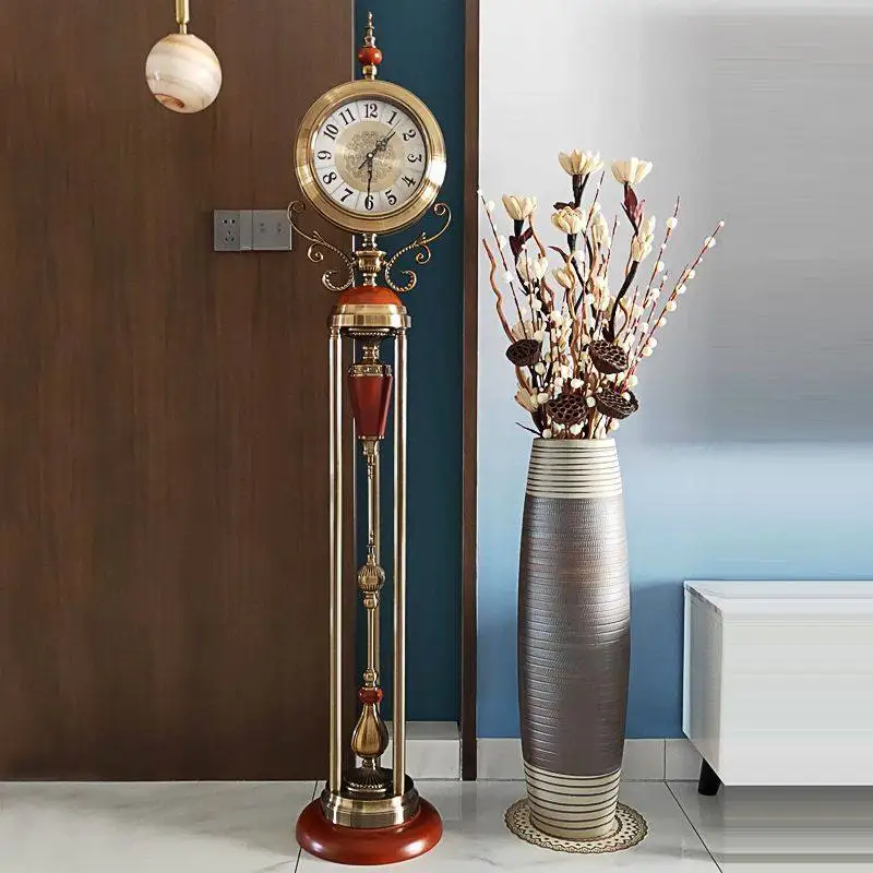 Living room floor clock European modern simple light luxury household clock quartz silent American floor clock