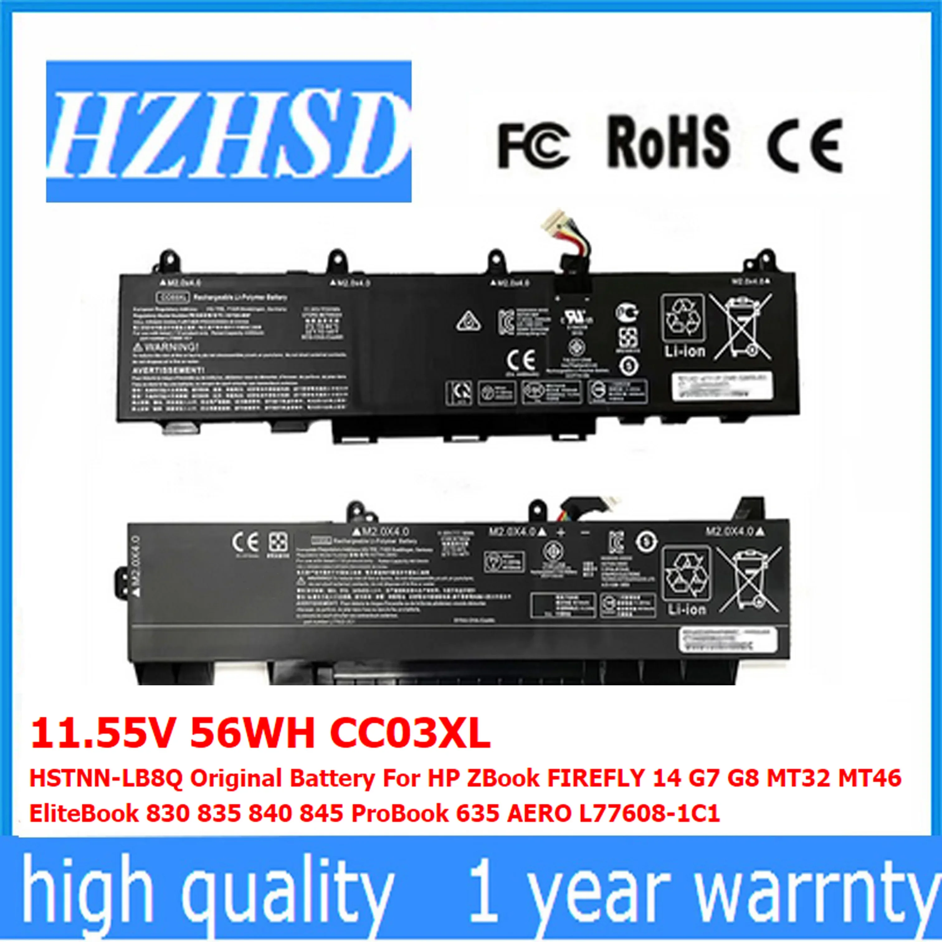 

11.55V 56WH CC03XL HSTNN-LB8Q Original Battery For HP ZBook FIREFLY 14 G7 G8 MT32 MT46 EliteBook 830 835 840 845 ProBook 635