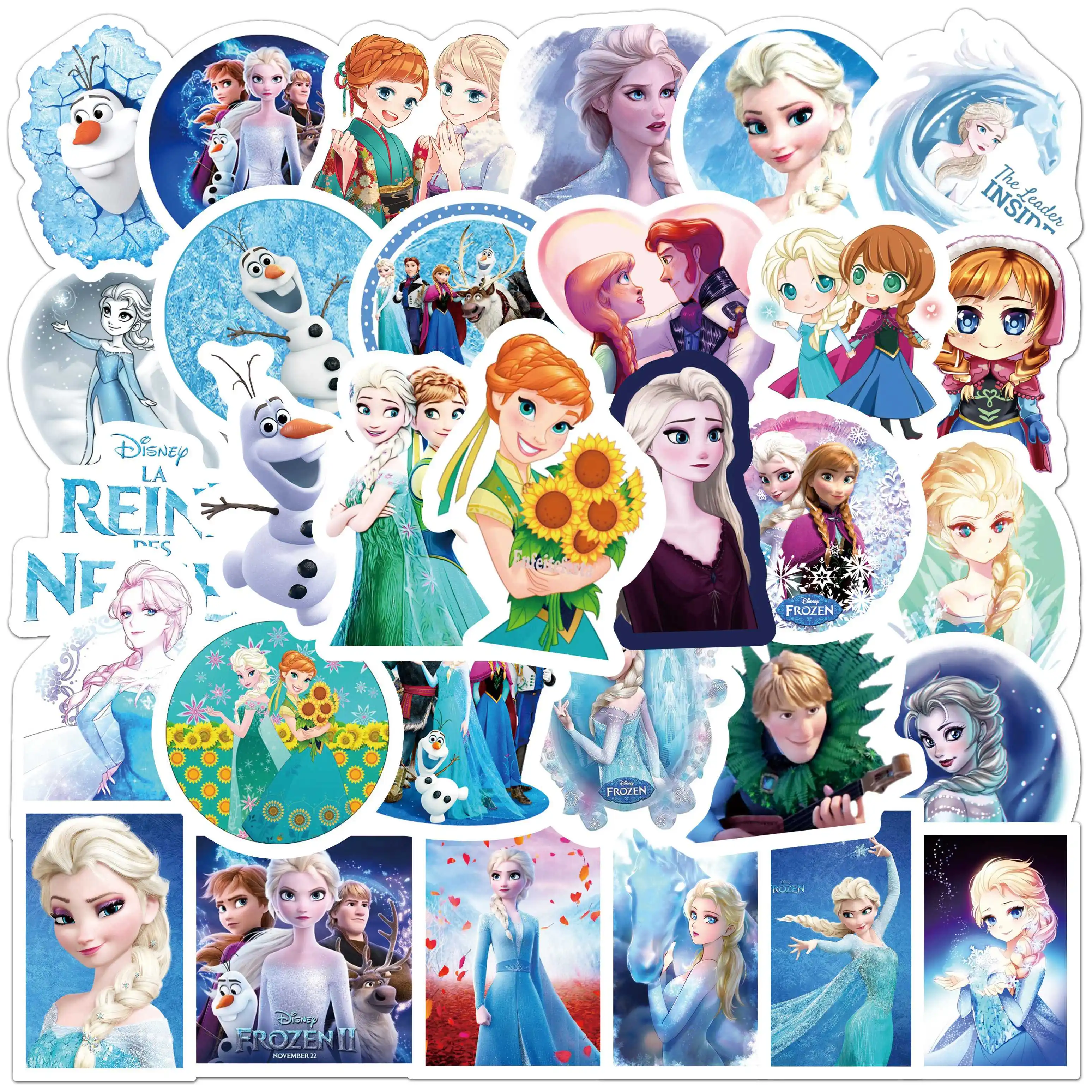 50Pcs Disney Frozen Princess Stickers Gift for Phone Luggage Scrapbooking Photo Album Stationery Decoration Sticker Toys