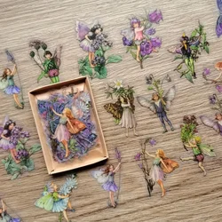 45Pcs/Box Waterproof PET Fairy Butterfly Stickers Vintage Flower Elfin Sticker Deco Label for Scrapbooking Album Kawaii Decals