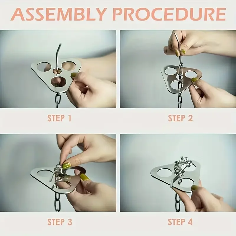 3pcs Stainless Steel Portable Camping Tripod, Multi-Function Keychain - Foldable Outdoor Cooking Stand for Hanging Pots, Barbecu