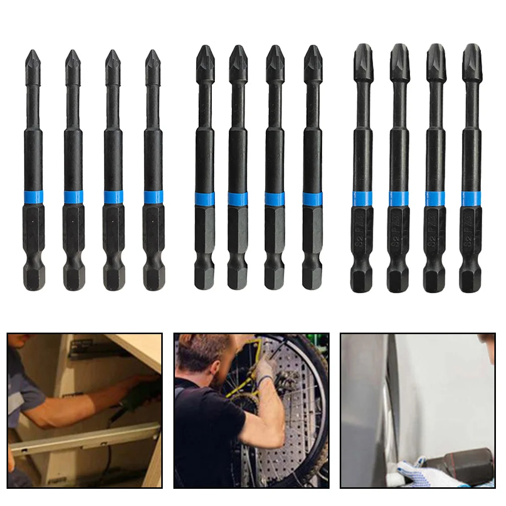 

12pcs 1/4 Inches Hex Shank Magnetic Screwdriver Bits For PZ1 For PZ2 PZ3 Screwdriver Bits 75mm PZ Bits Set