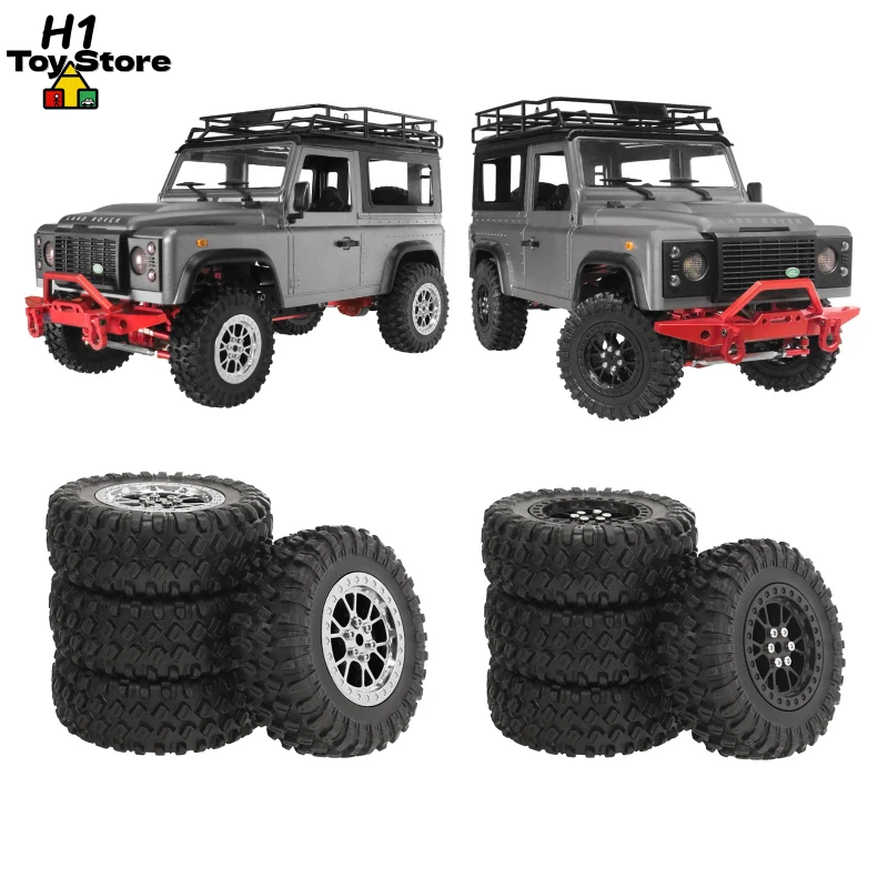 

70mm Plastic Multi-Spoke Beadlock Wheels & Tires with Foam Insert for MN D90 WPL Feiyue 1/12 1/14 RC Crawler Truck