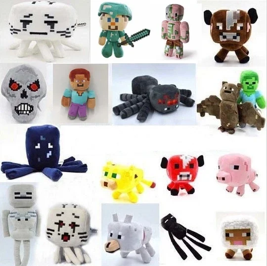 NEW minecrafte creeper Stuffed Plush Toy Doll Zombie Bat Squid Mooshroom Enderman Ocelot Steve Baby Sheep Kid Birthday Gift Toys