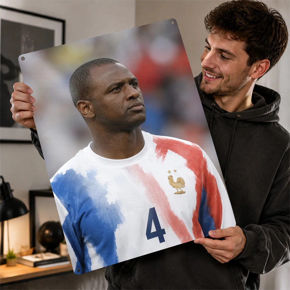 Patrick Vieira Football Textured Poster Personalized Aluminum Metal Sign Club Legacy Style Wall Art Made For Player Collectors