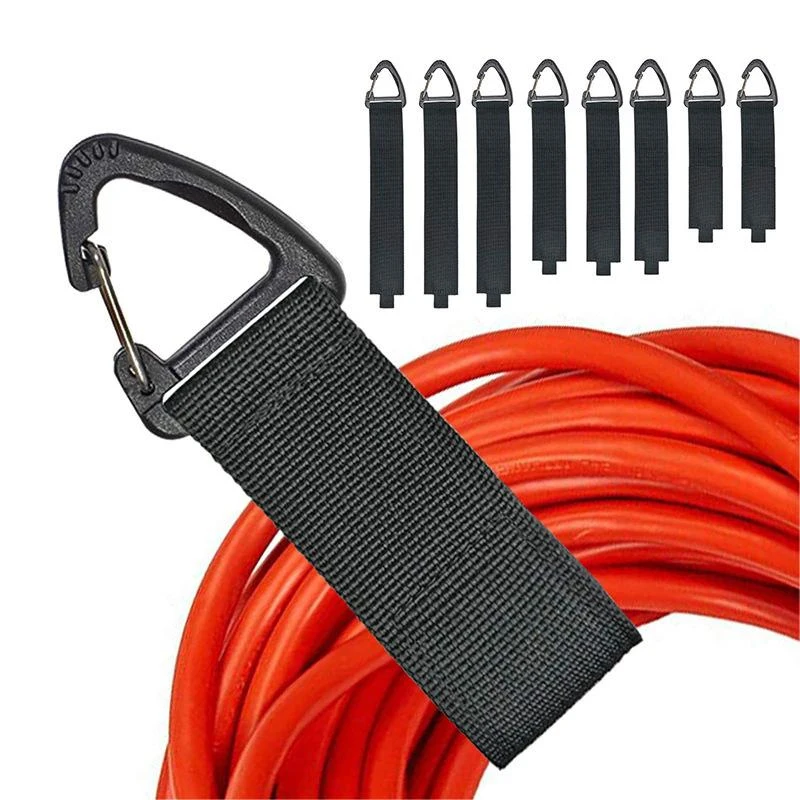 Power cord manager with triangle buckle Heavy storage with high density braided cable hose with carabiner nylon carabiner