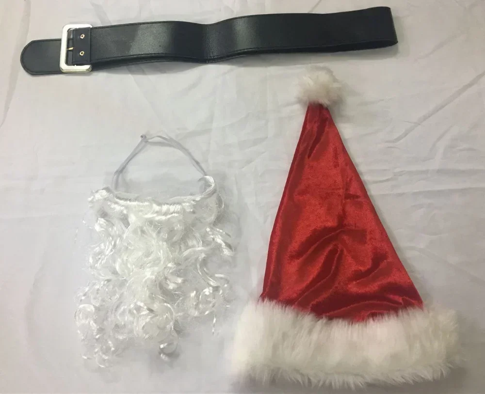 Barrage de velours rouge de luxe pour hommes et enfants, fête de Noël, costume de famille de Noël, père Noël trempé, cosplay adulte, ensemble de 6 pièces