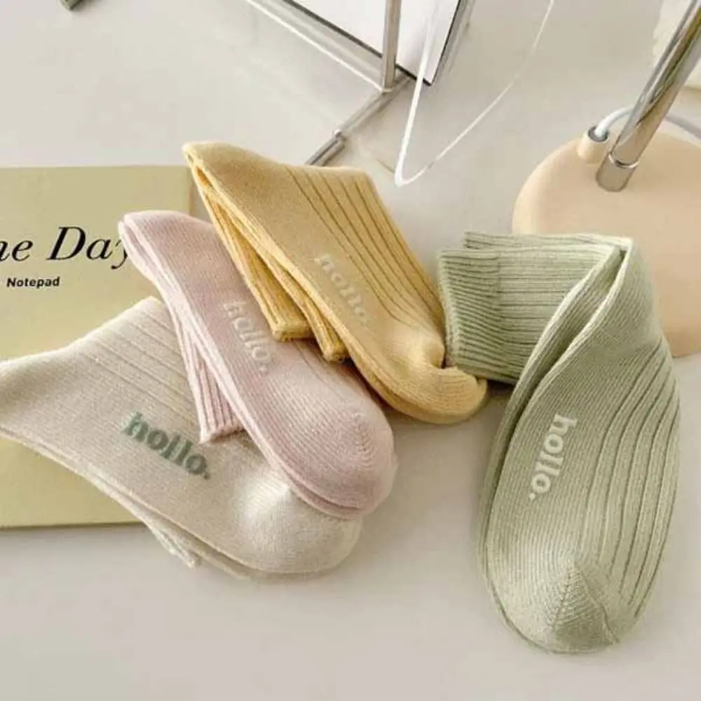 

10Pairs Solid Color Candy Color Mid-calf Socks Simple Female Hosiery Mid Tube Socks Breathable Sweet Socks Women Streetwear