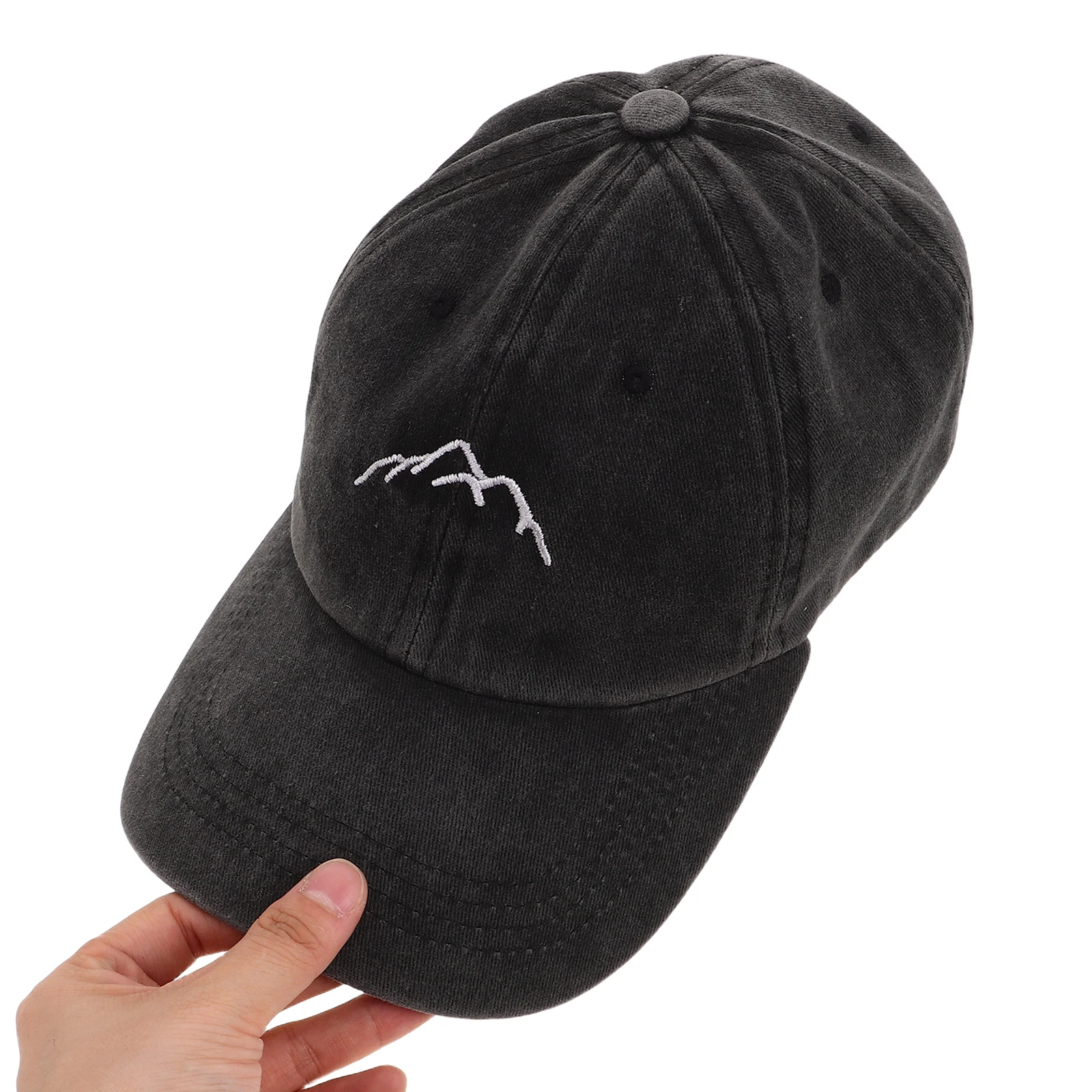 

Vintage Washed Baseball Cap Embroidered Mountain Short Brim Hat Adjustable Cotton Caps Sun Protection Retro Style