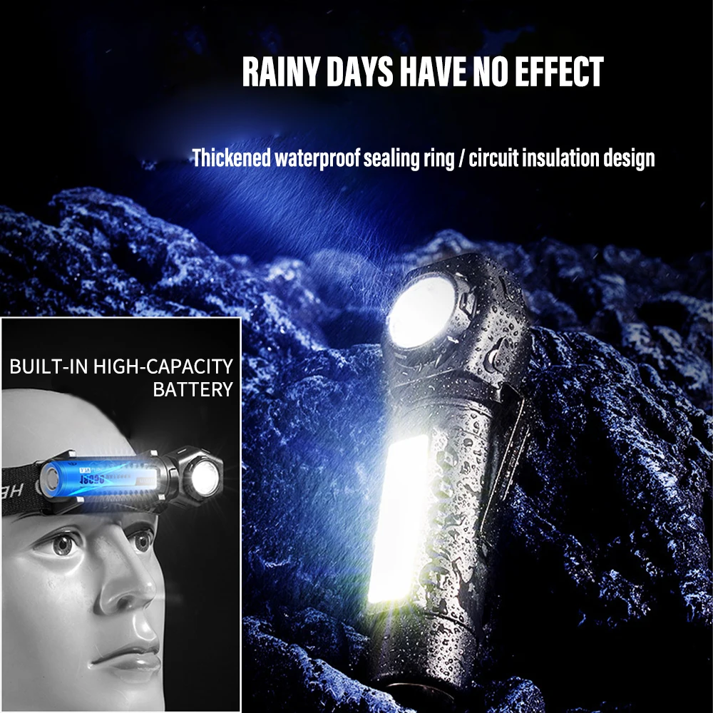 Outdoor headlights long endurance strong light LED rechargeable mounted ultra bright magnetic pen holder dual purpose flashlight