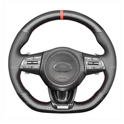 Steering Wheel Cover For Kia Stinger (GT) 2017-2021 3D Carbon Fiber & Perforated Leather Steering Wheel Cover
