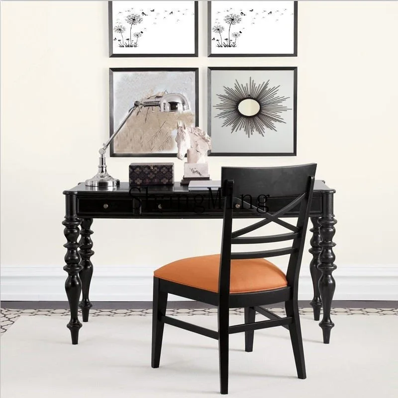 

SM log retro old desk study book high-end art computer desk bookshelf