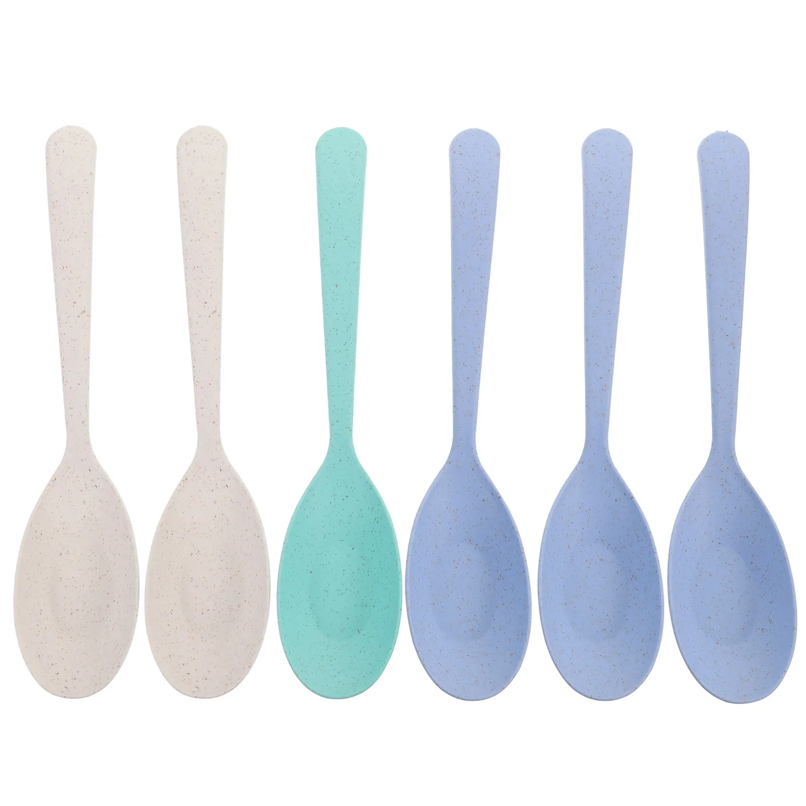 6 قطعة الأطفال مكافحة تحرق ملاعق القمح القش ملعقة شوربة للتخييم التنزه السفر الاطفال أدوات المائدة ملعقة بلاستيكية أدوات البار المطبخ