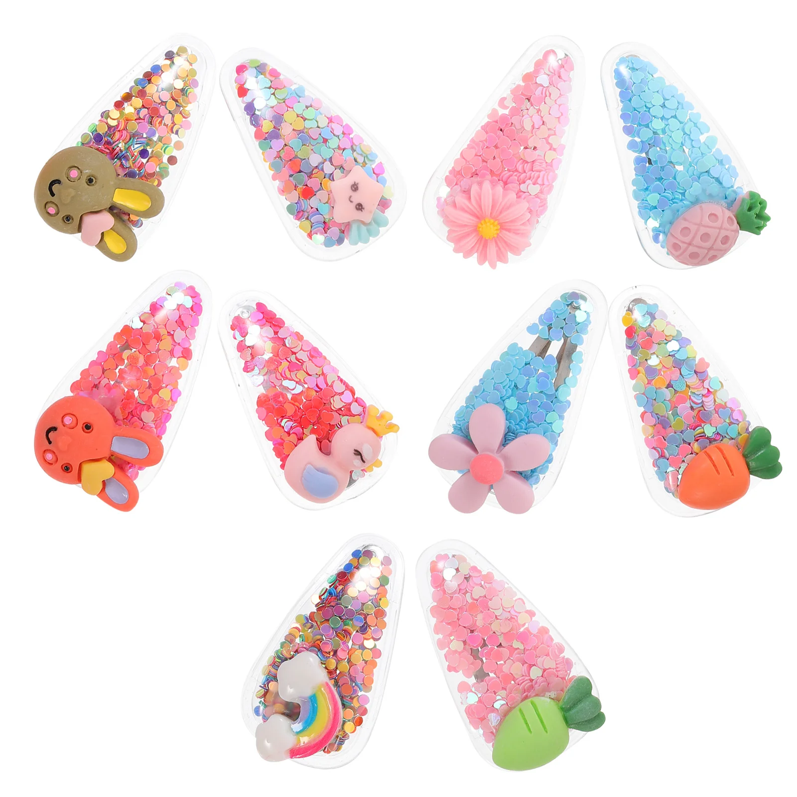 

10pcs Cartoon Clips Glitter Bunny Barrettes For 4-8 Cute Hair Accessories Sparkle Hairpins Rabbit Hair Clips For