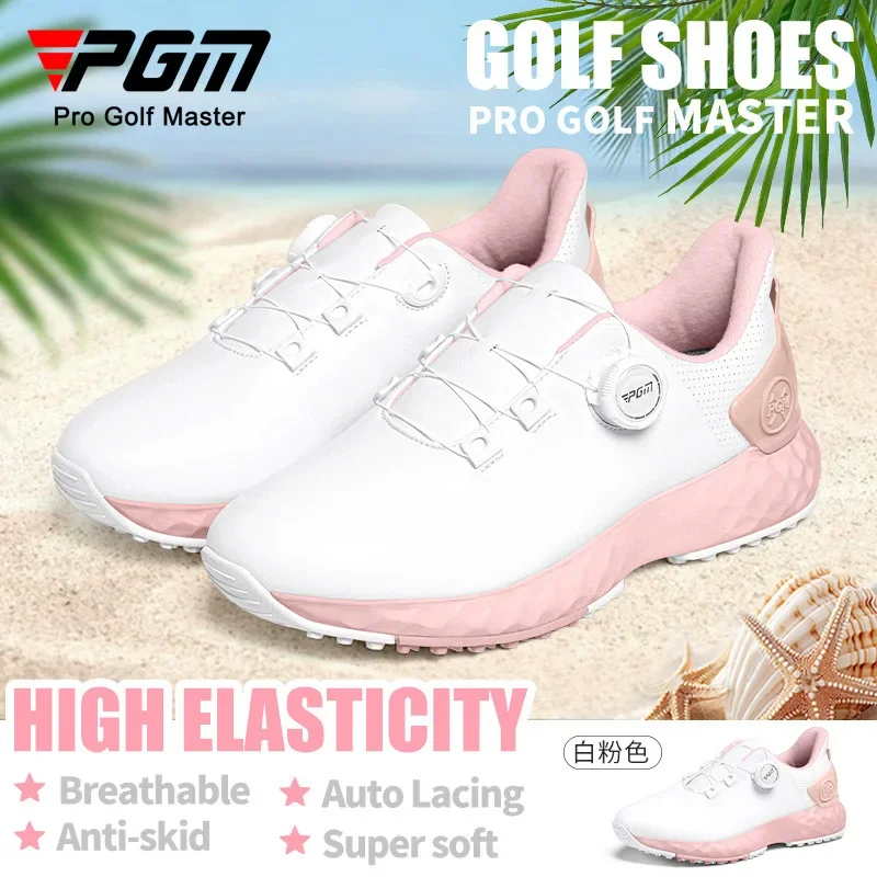 

PGM Sakura Golf Sneakers Waterproof Sports Women's Shoes Anti Slip Lightweight Comfortable Cushioning Nail Free Shoes