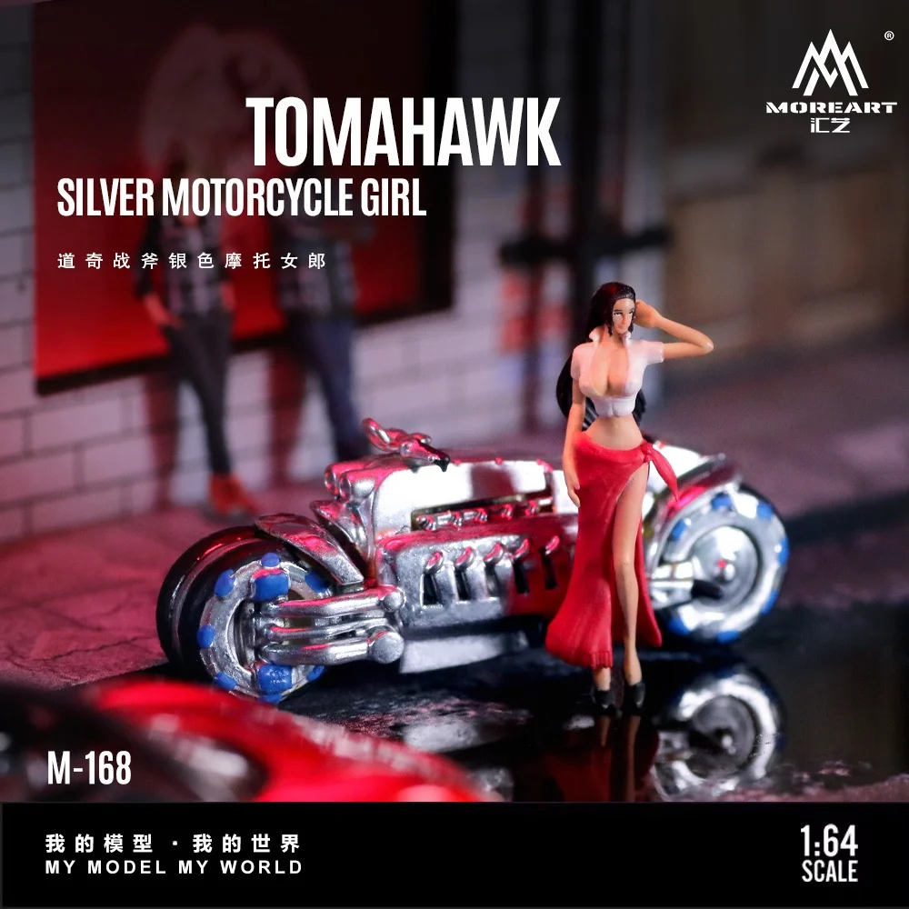 

TimeMicro&MoreArt 1:64 TOMAHAWK Silver Motorcycle Girl Doll Set Resin Model