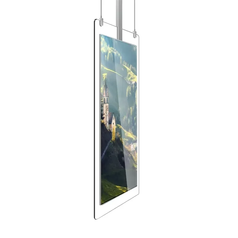 Vertical Slim Transparent Double Screen Advertising Signage for Brand Promotion and Indoor Advertising