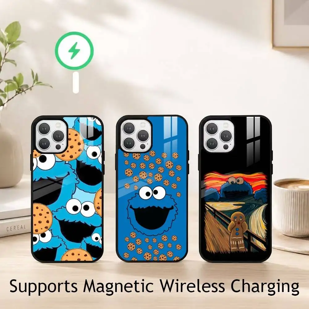

Cartoon C-Cookies Monster Phone Case For iPhone17,16,15,14,13,12,11 Plus,Pro Supports Magnetic Wireless Charging