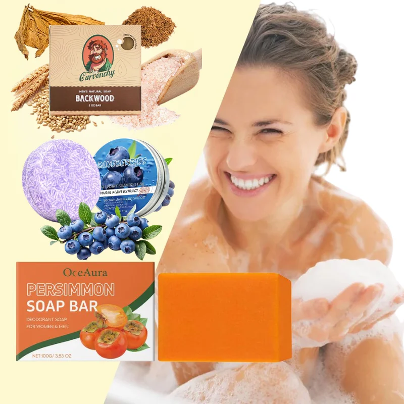 100g Gentle Body Soap Bar for Long-Lasting Freshness Daily Cleansing Natural Persimmon Soap for Effective Odor Control Skin Care